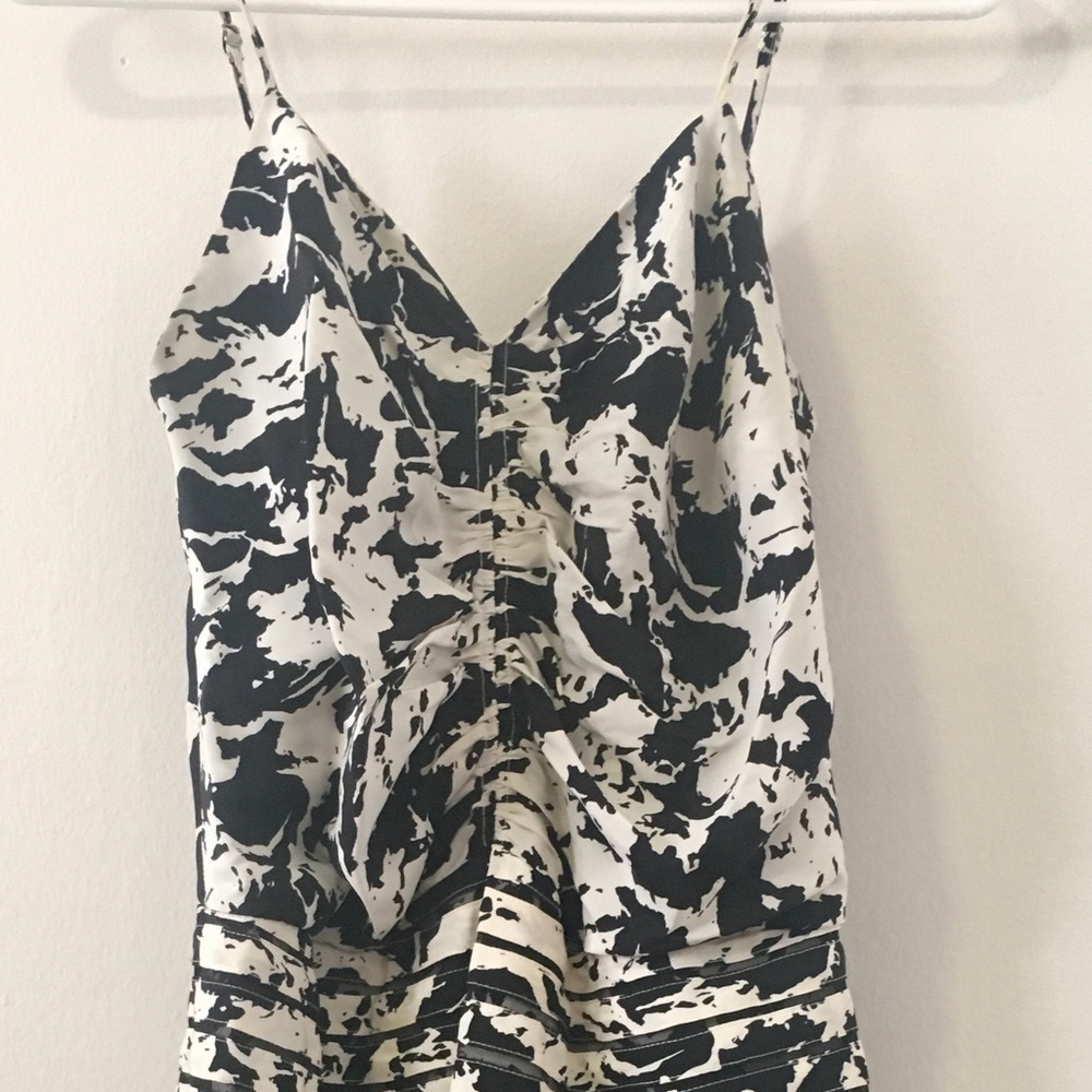 Parker Silk Print Ruched Skater dress size medium